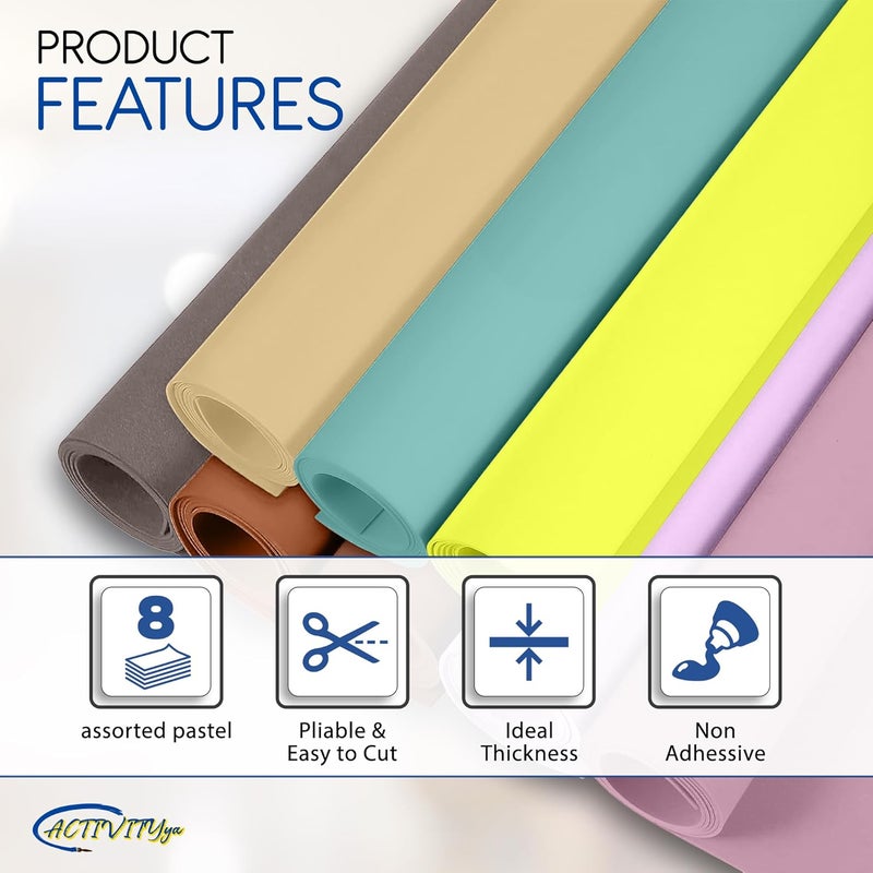 ACTIVITYYA Pastel EVA Foam Sheets, 8 Assorted Colors, 6 x 9 Inch, 2mm Thick – Foam Paper for DIY Arts and Crafts, School Projects, and More – 8 Pack - Image 5